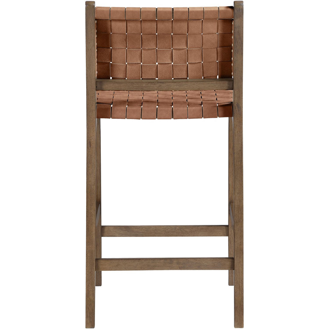 Entwine Vegan Leather Upholstered Counter Stool — Brown / Painted Brown