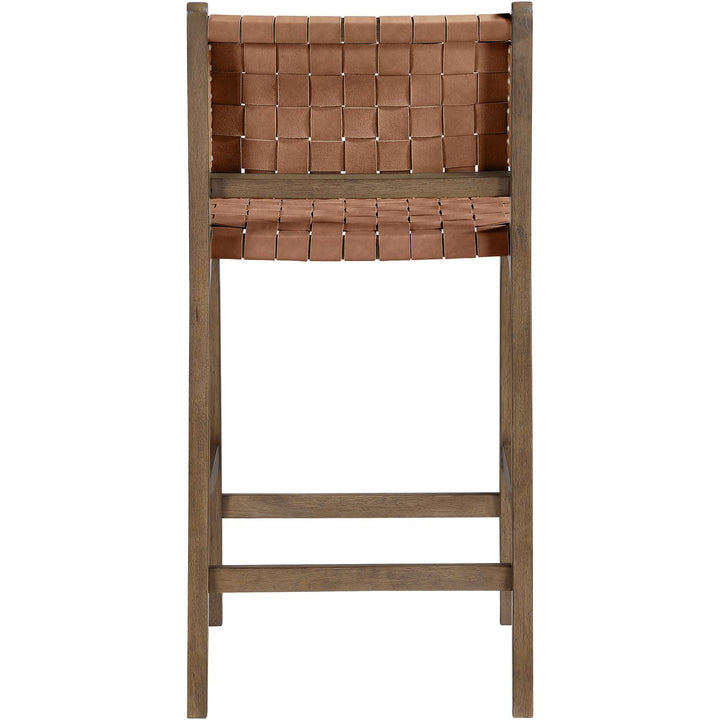 Entwine Vegan Leather Upholstered Counter Stool — Brown / Painted Brown