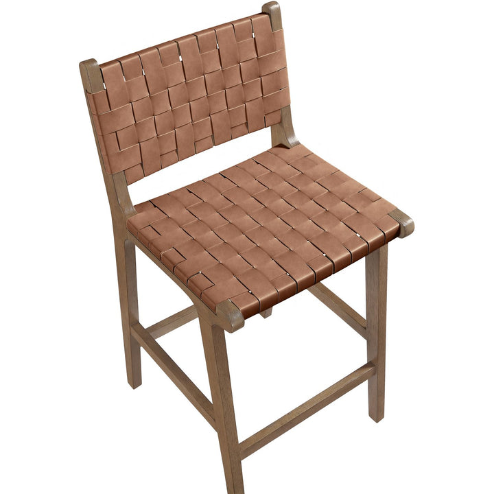 Entwine Vegan Leather Upholstered Counter Stool — Brown / Painted Brown