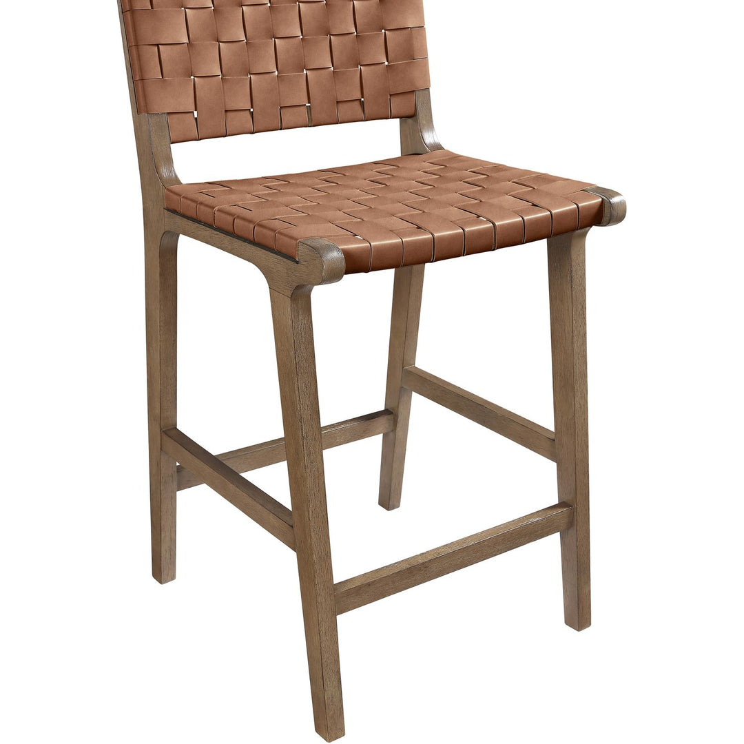 Entwine Vegan Leather Upholstered Counter Stool — Brown / Painted Brown