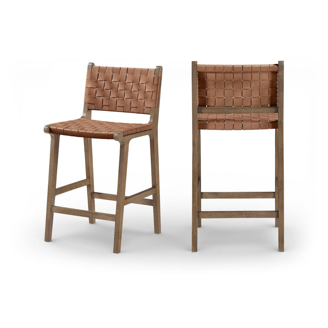 Entwine Brown Vegan Leather Upholstered Counter Stool