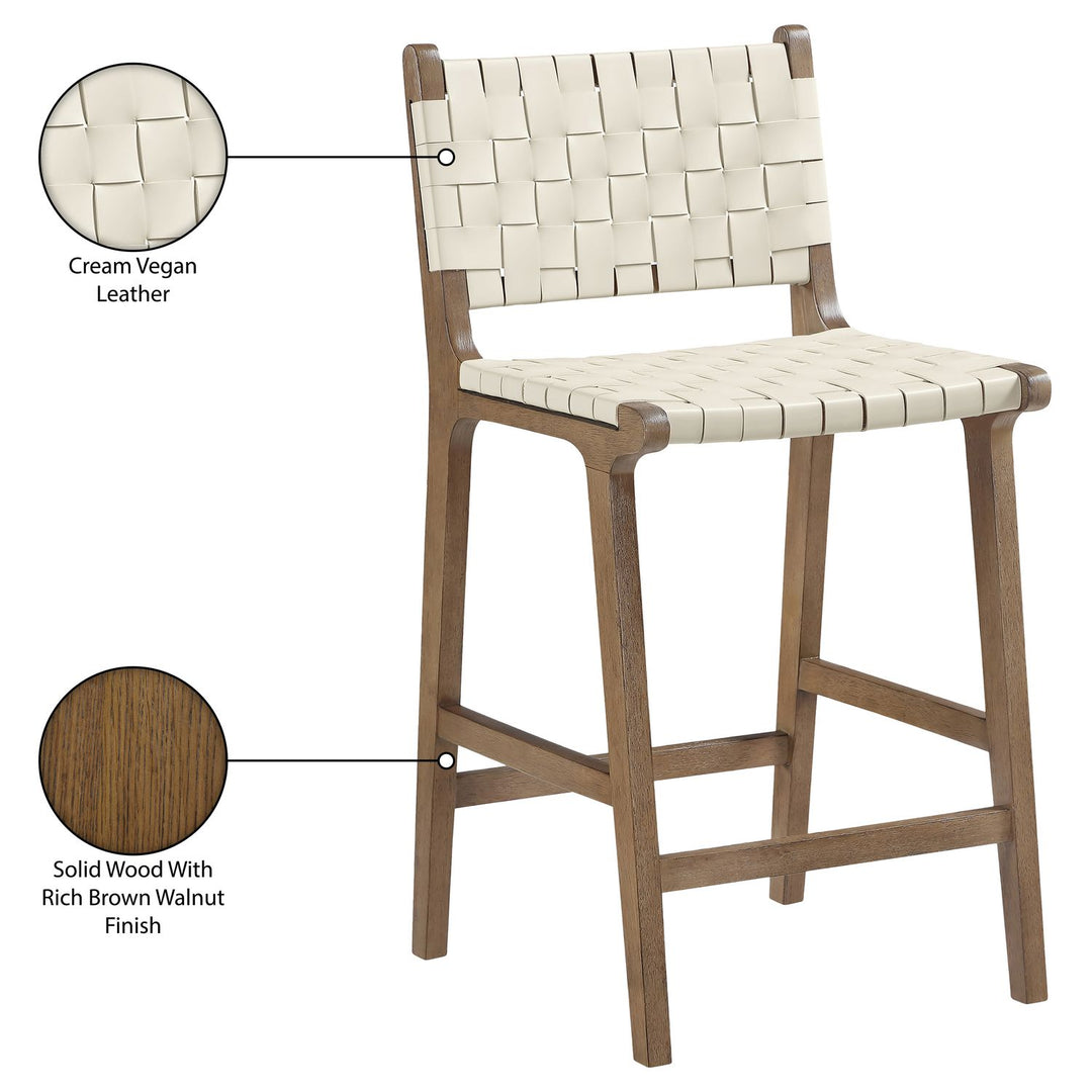 Entwine Vegan Leather Upholstered Counter Stool — Cream / Painted Brown
