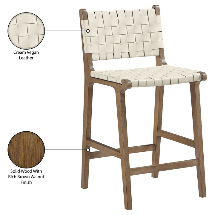 Entwine Vegan Leather Upholstered Counter Stool — Cream / Painted Brown