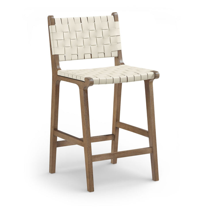 Entwine Vegan Leather Upholstered Counter Stool — Cream / Painted Brown