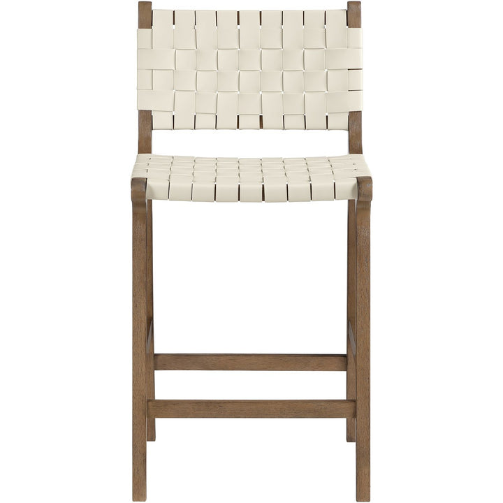 Entwine Vegan Leather Upholstered Counter Stool — Cream / Painted Brown