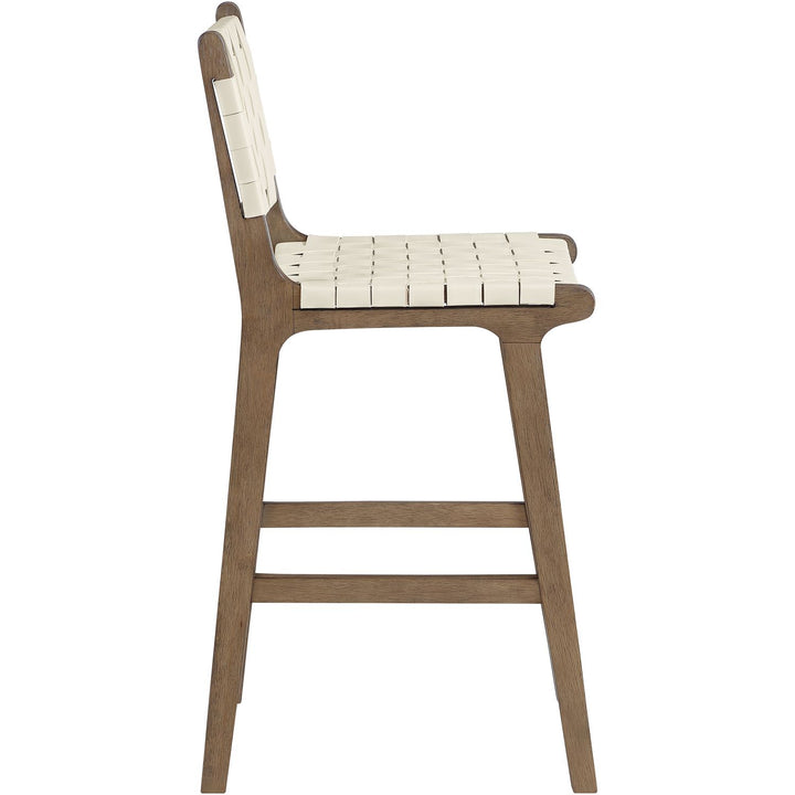 Entwine Vegan Leather Upholstered Counter Stool — Cream / Painted Brown