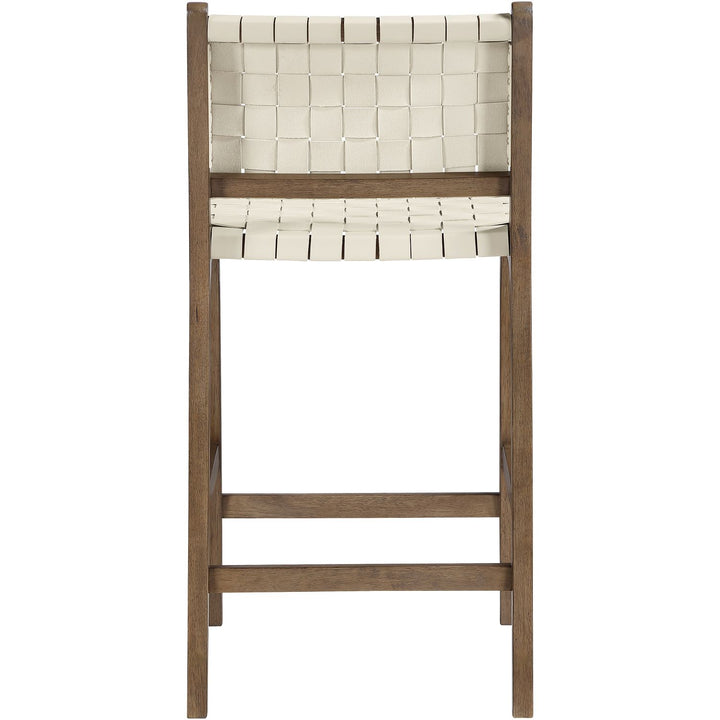 Entwine Vegan Leather Upholstered Counter Stool — Cream / Painted Brown