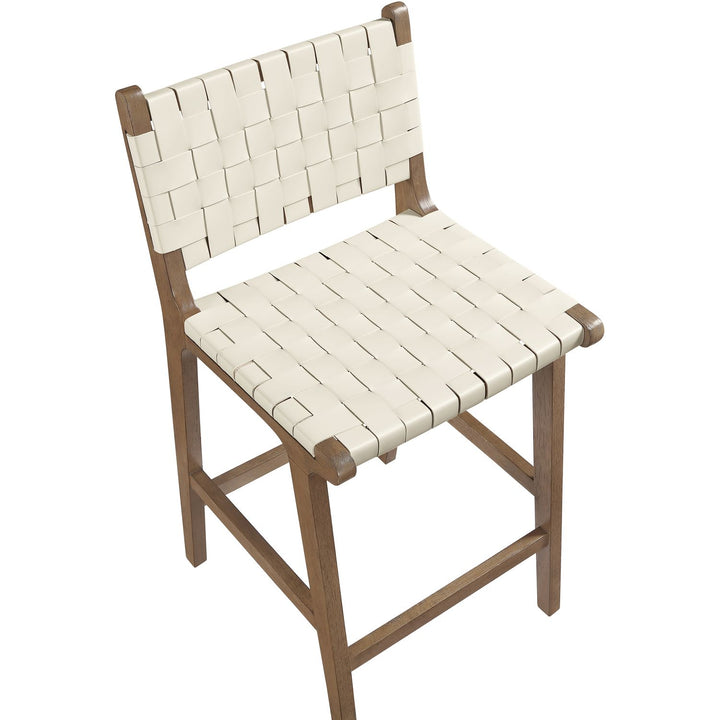 Entwine Vegan Leather Upholstered Counter Stool — Cream / Painted Brown