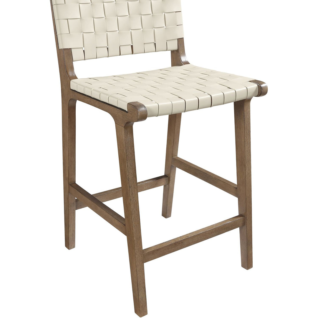 Entwine Vegan Leather Upholstered Counter Stool — Cream / Painted Brown