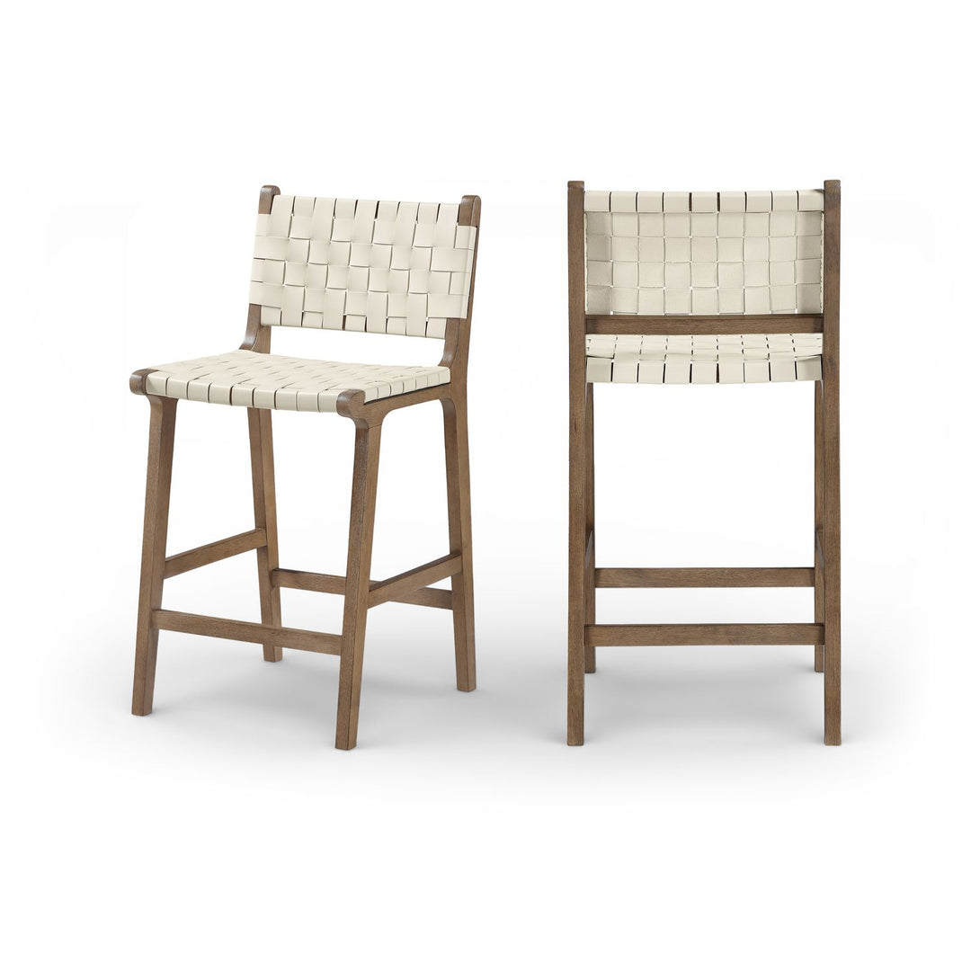 Entwine Cream Vegan Leather Upholstered Counter Stool