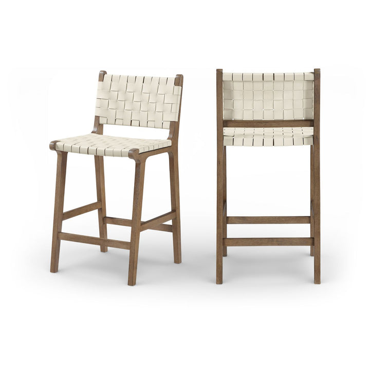 Entwine Cream Vegan Leather Upholstered Counter Stool