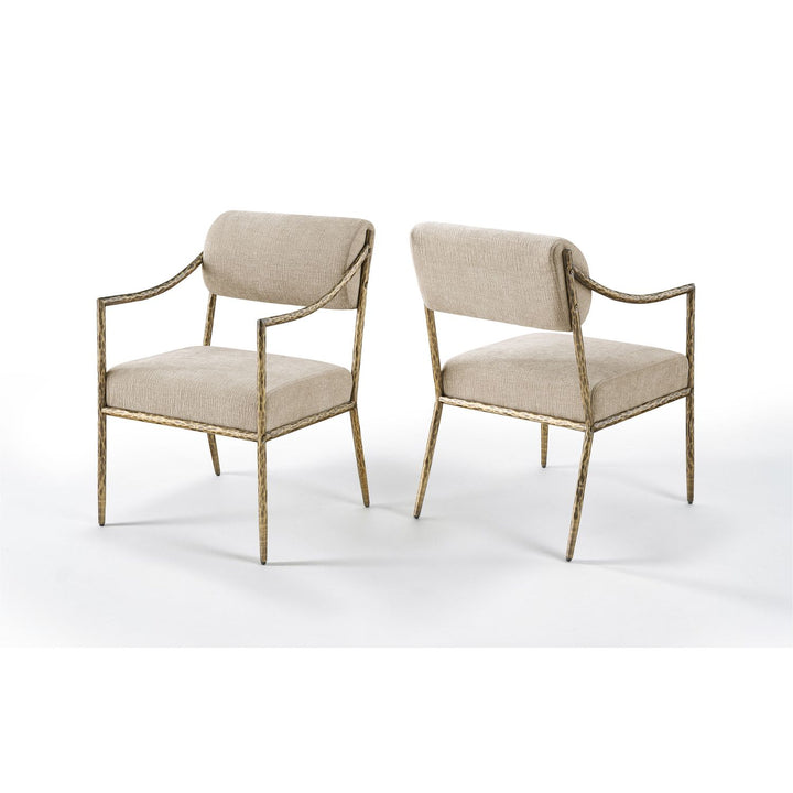 Bastille Beige Chenille Fabric Upholstered Dining Arm Chair