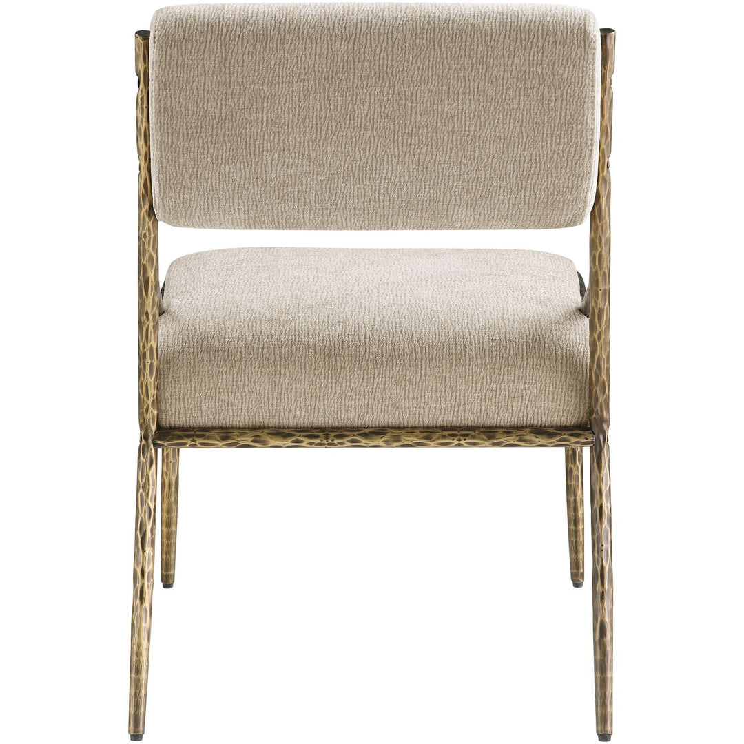 Bastille Chenille Fabric Upholstered Dining Side Chair — Beige / Brushed Brass