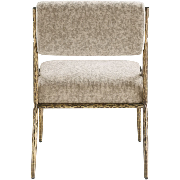 Bastille Chenille Fabric Upholstered Dining Side Chair — Beige / Brushed Brass