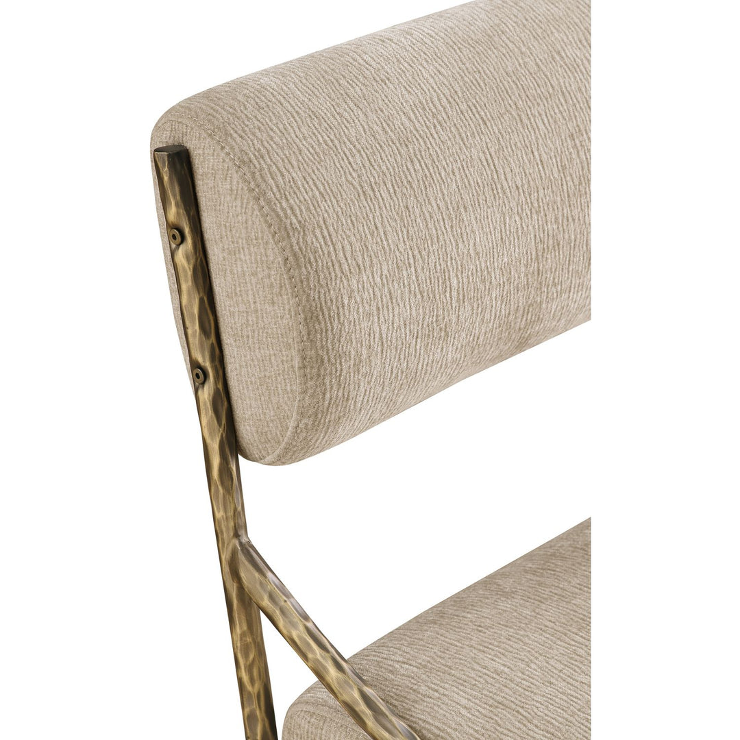 Bastille Chenille Fabric Upholstered Dining Side Chair — Beige / Brushed Brass