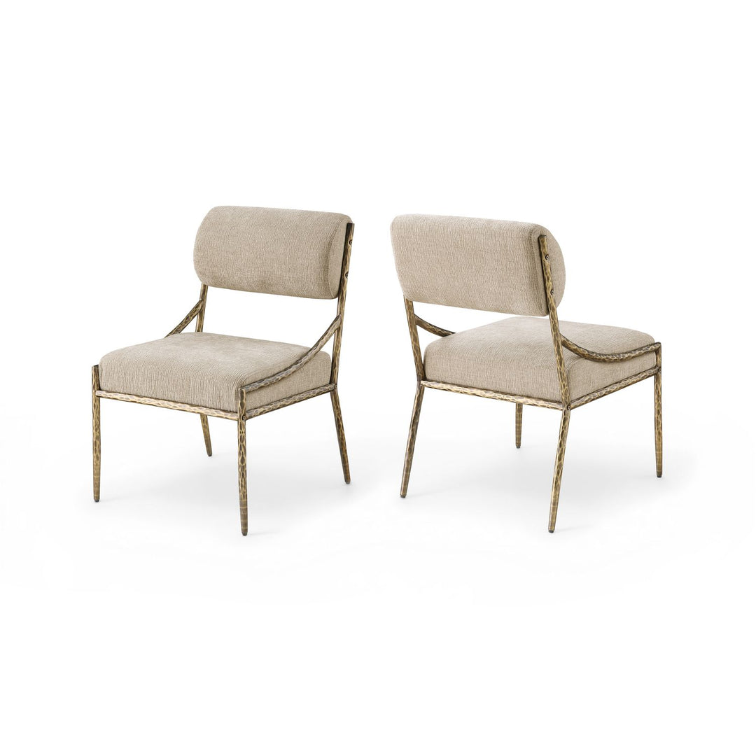 Bastille Beige Chenille Fabric Upholstered Dining Side Chair