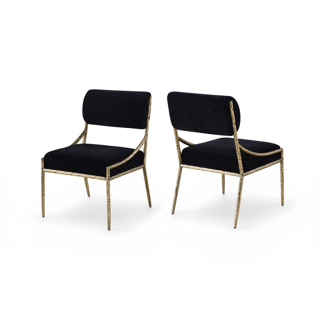 Bastille Black Chenille Fabric Upholstered Dining Side Chair