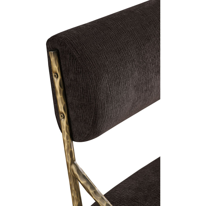 Bastille Chenille Fabric Upholstered Dining Side Chair — Brown / Brushed Brass