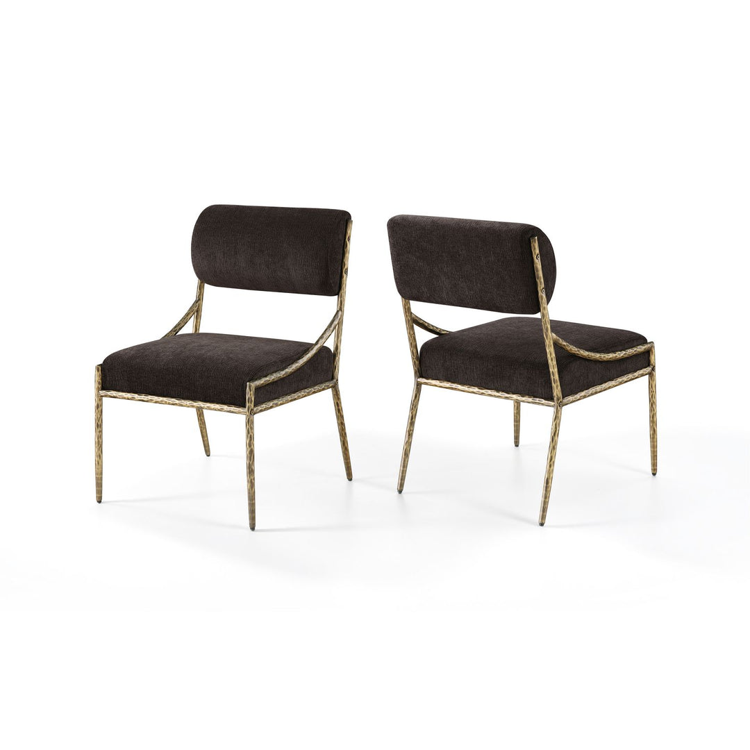 Bastille Brown Chenille Fabric Upholstered Dining Side Chair