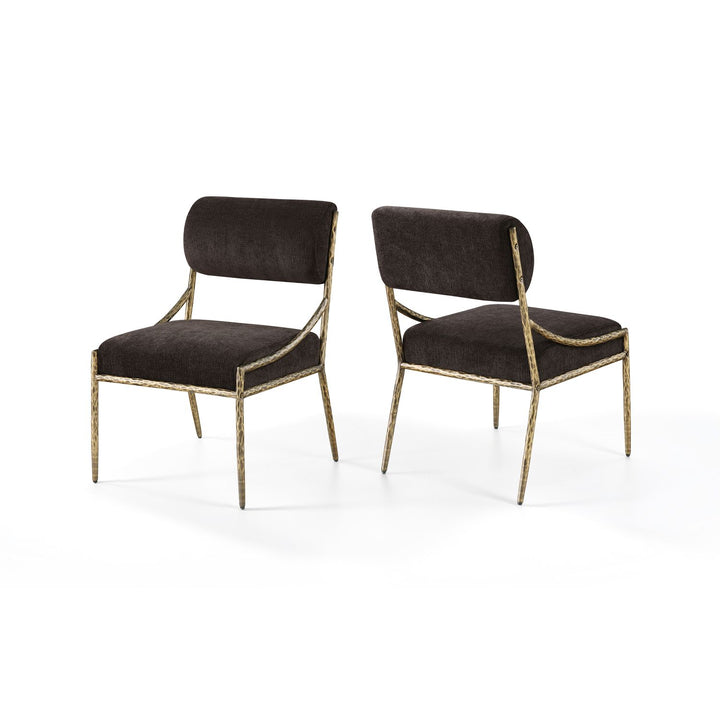 Bastille Brown Chenille Fabric Upholstered Dining Side Chair
