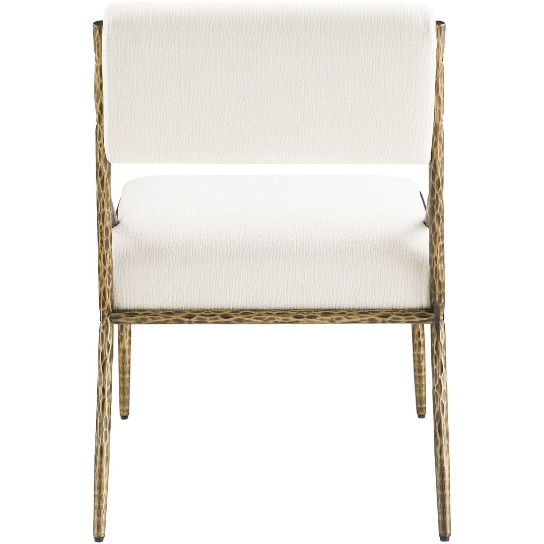Bastille Chenille Fabric Upholstered Dining Side Chair — Cream / Brushed Brass