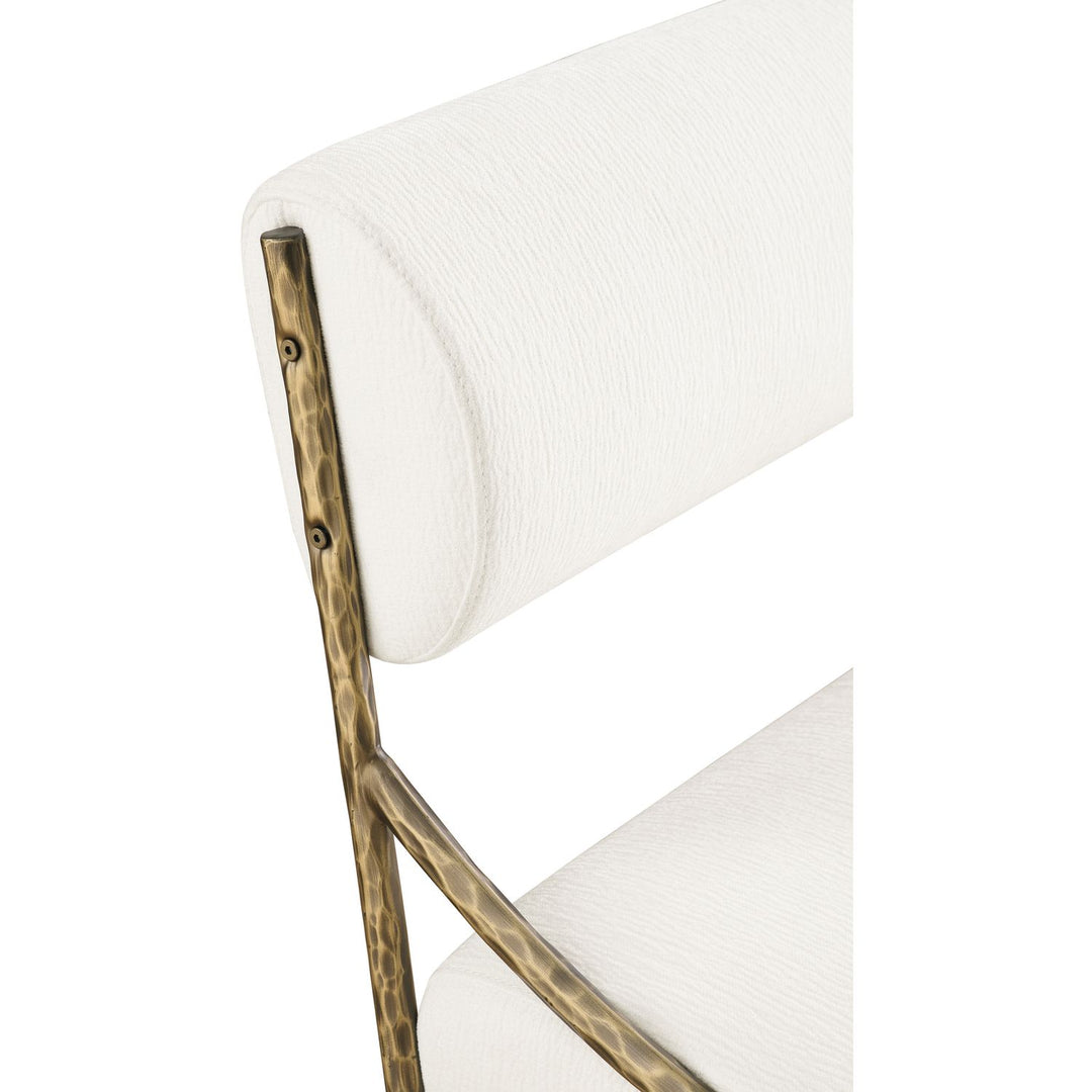 Bastille Chenille Fabric Upholstered Dining Side Chair — Cream / Brushed Brass