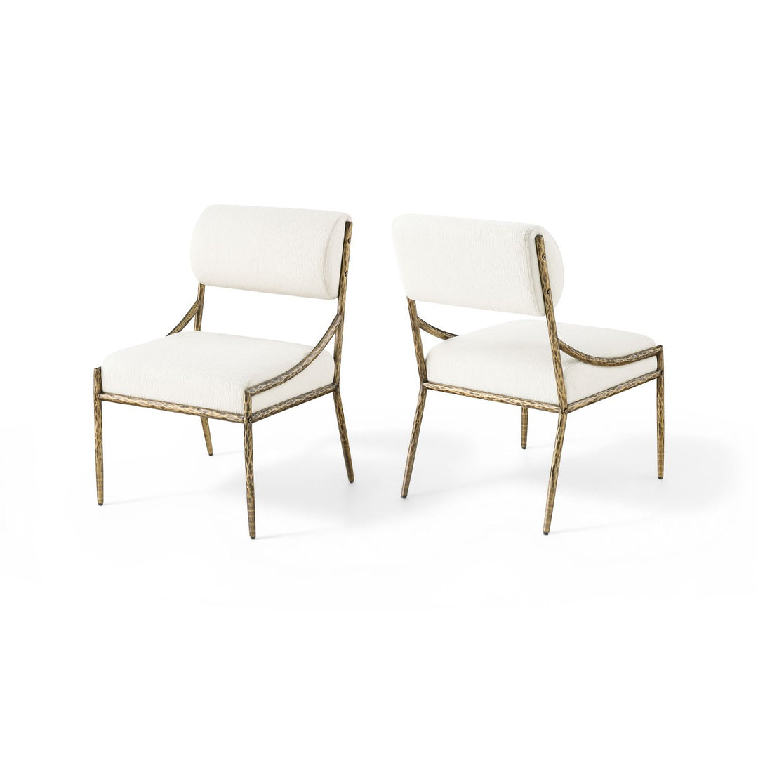 Bastille Cream Chenille Fabric Upholstered Dining Side Chair