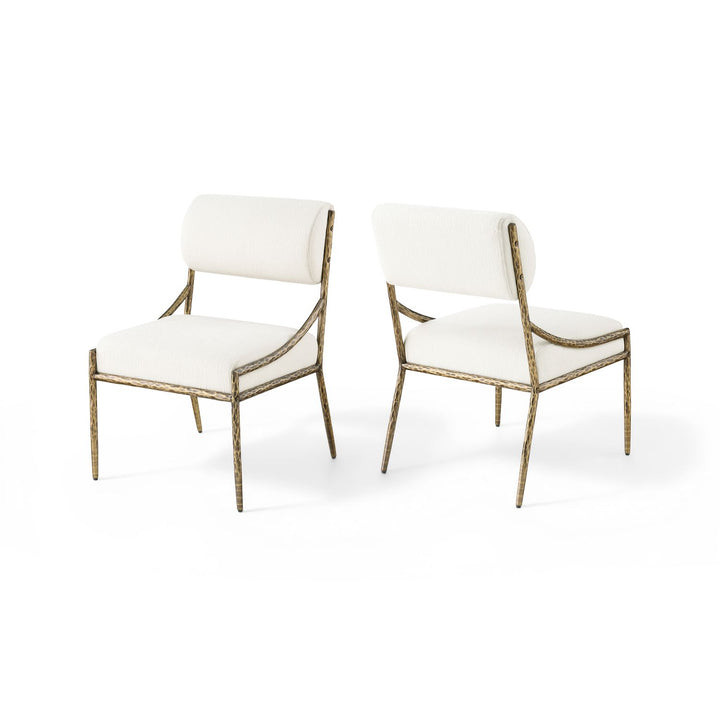 Bastille Cream Chenille Fabric Upholstered Dining Side Chair