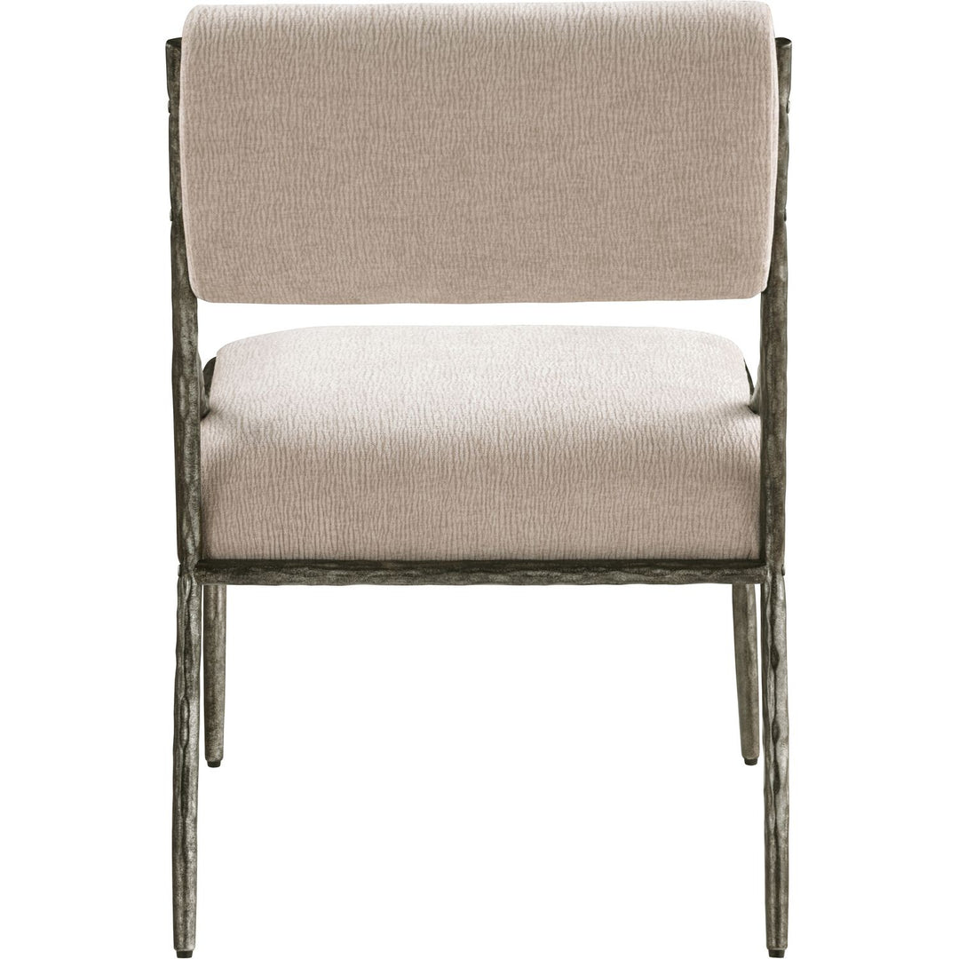 Bastille Chenille Fabric Upholstered Dining Side Chair — Beige / Antique Silver