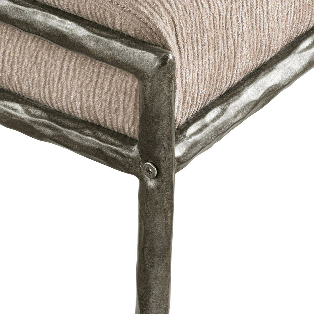 Bastille Chenille Fabric Upholstered Dining Side Chair — Beige / Antique Silver