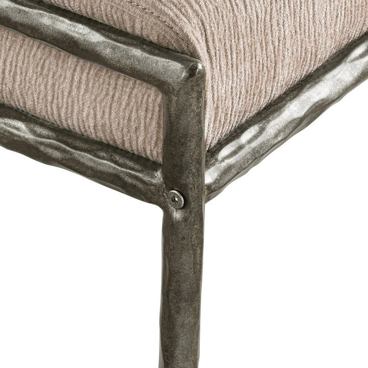 Bastille Chenille Fabric Upholstered Dining Side Chair — Beige / Antique Silver