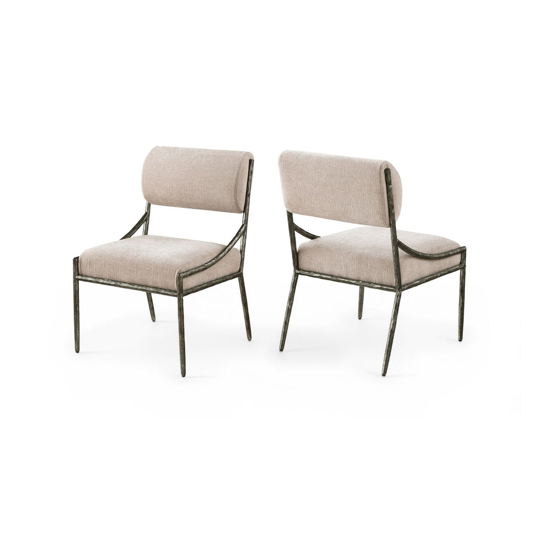 Bastille Beige Chenille Fabric Upholstered Dining Side Chair