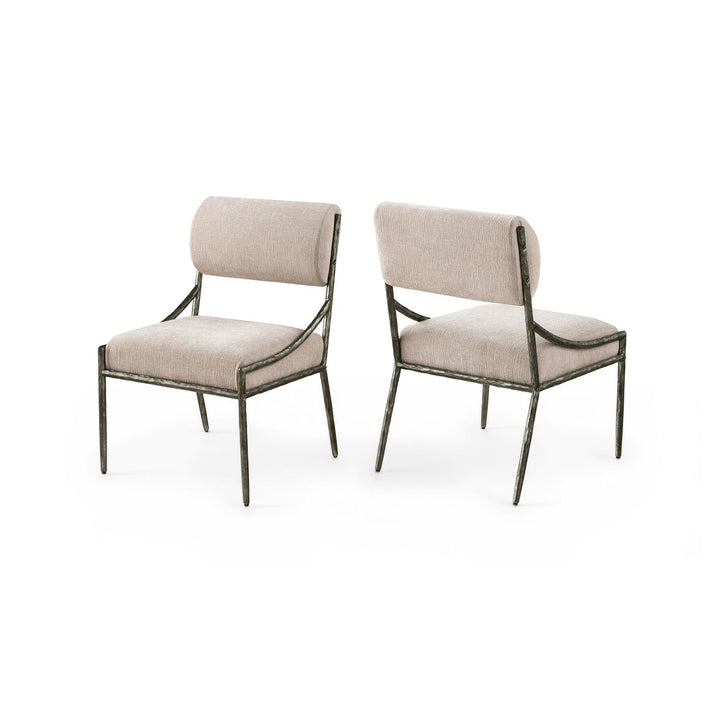 Bastille Beige Chenille Fabric Upholstered Dining Side Chair