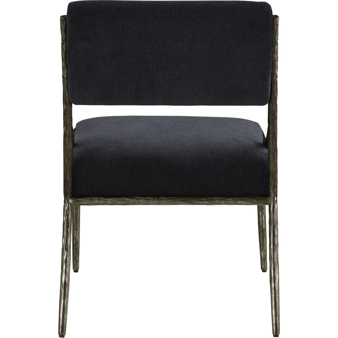 Bastille Chenille Fabric Upholstered Dining Side Chair — Black / Antique Silver