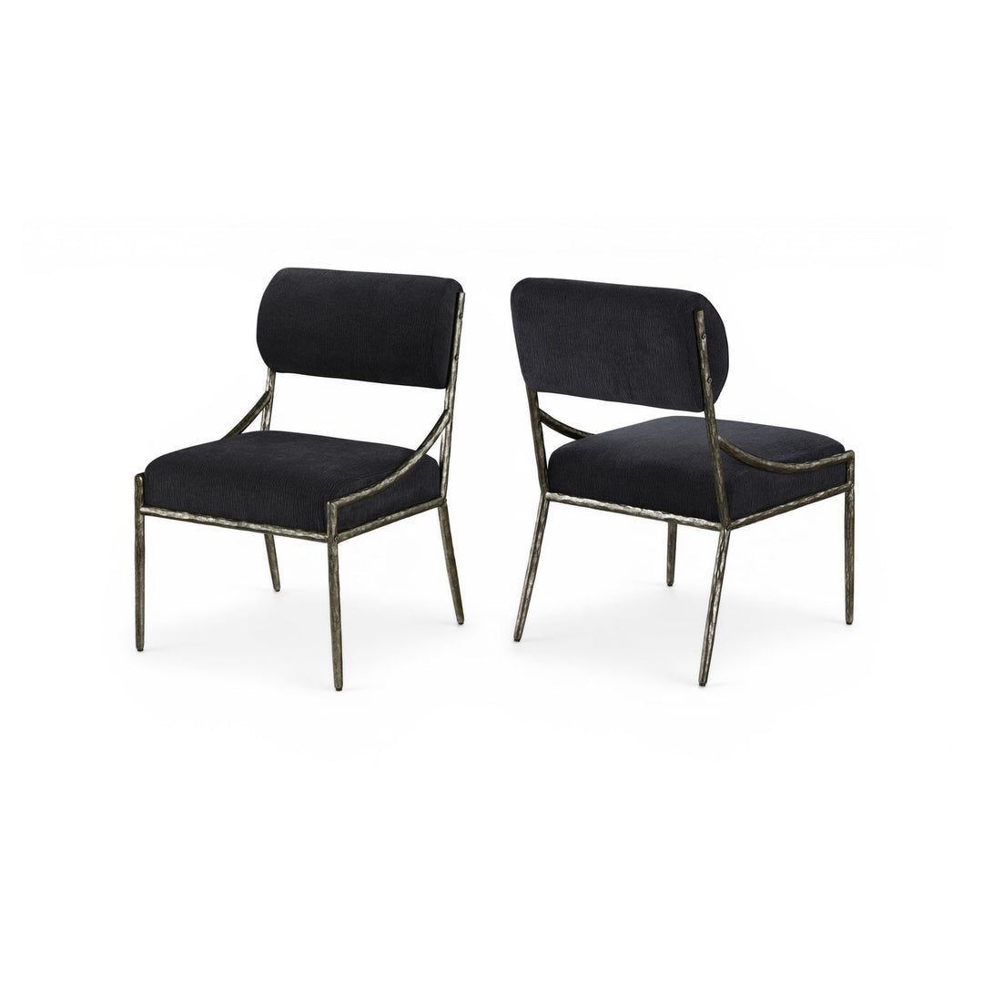 Bastille Black Chenille Fabric Upholstered Dining Side Chair