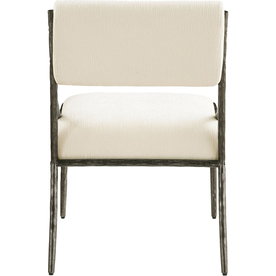 Bastille Chenille Fabric Upholstered Dining Side Chair — Cream / Antique Silver