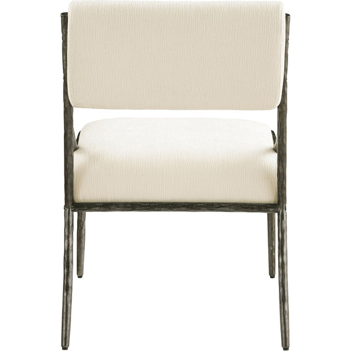 Bastille Chenille Fabric Upholstered Dining Side Chair — Cream / Antique Silver