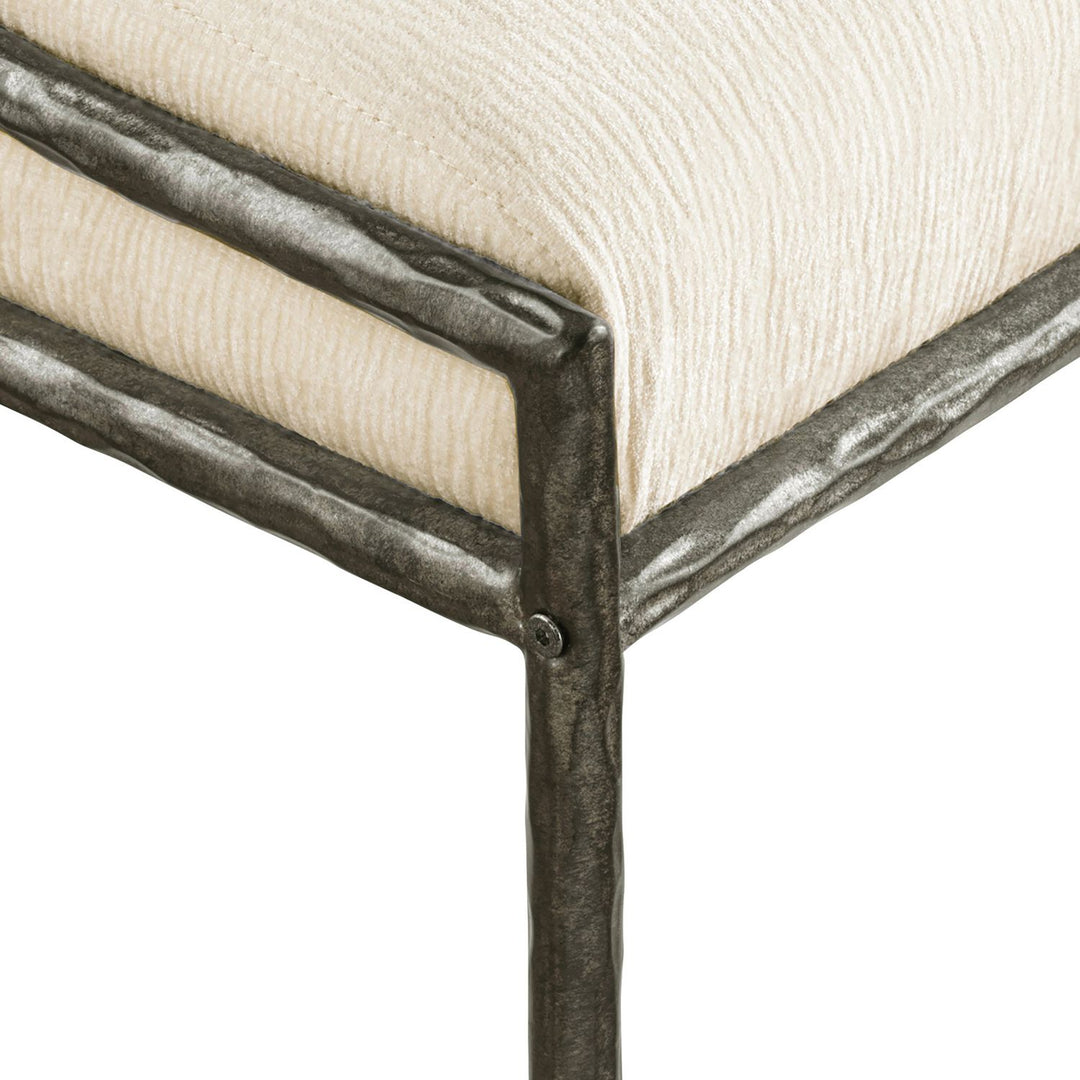Bastille Chenille Fabric Upholstered Dining Side Chair — Cream / Antique Silver