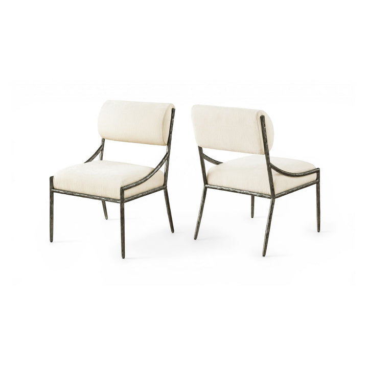 Bastille Cream Chenille Fabric Upholstered Dining Side Chair
