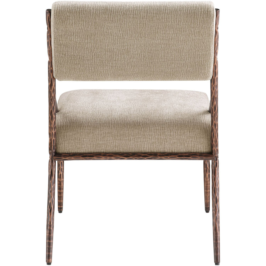Bastille Chenille Fabric Upholstered Dining Side Chair — Beige / Brushed Bronze
