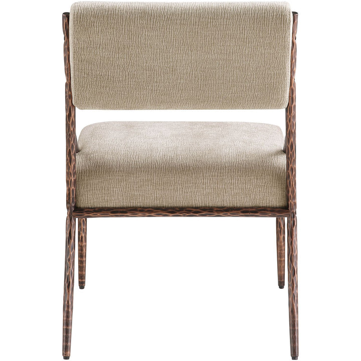 Bastille Chenille Fabric Upholstered Dining Side Chair — Beige / Brushed Bronze