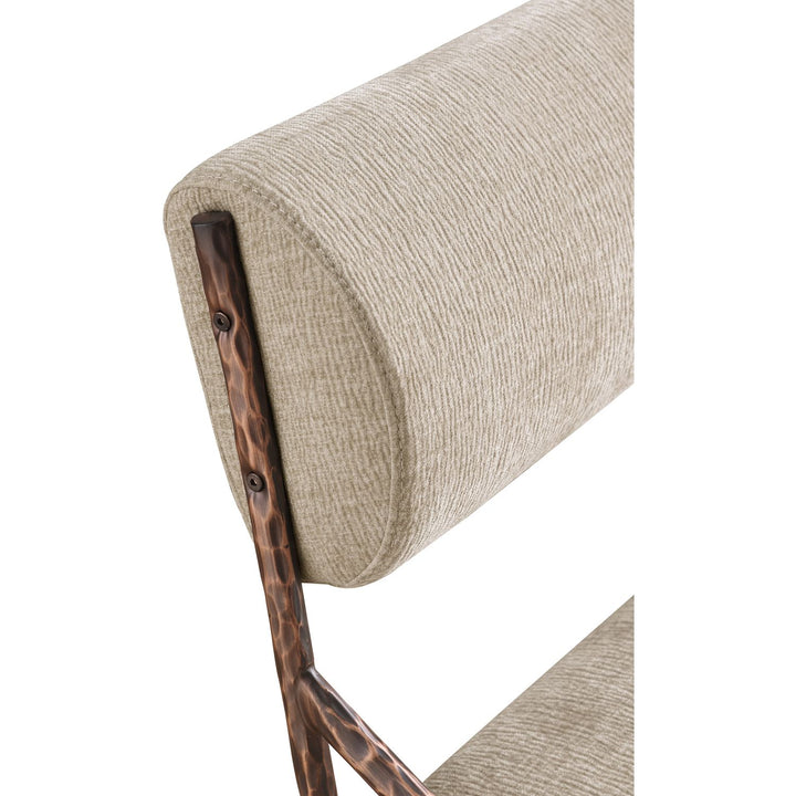 Bastille Chenille Fabric Upholstered Dining Side Chair — Beige / Brushed Bronze
