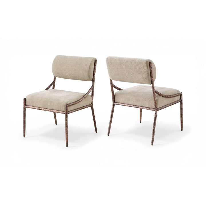 Bastille Beige Chenille Fabric Upholstered Dining Side Chair