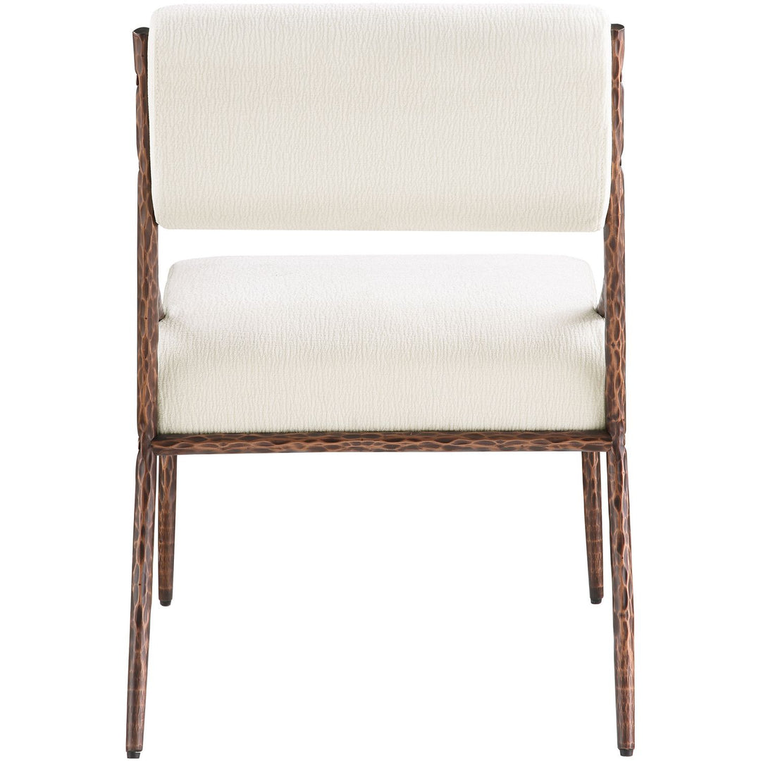 Bastille Chenille Fabric Upholstered Dining Side Chair — Cream / Brushed Bronze