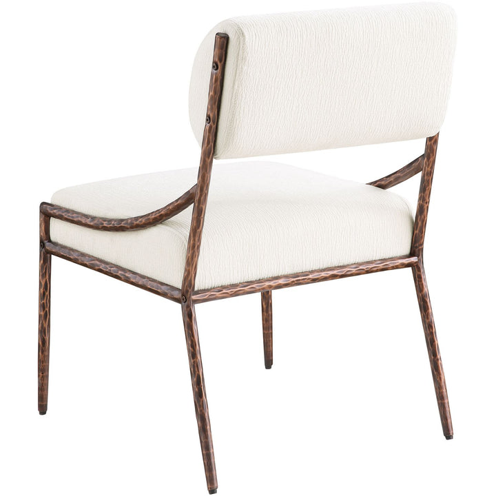 Bastille Chenille Fabric Upholstered Dining Side Chair — Cream / Brushed Bronze