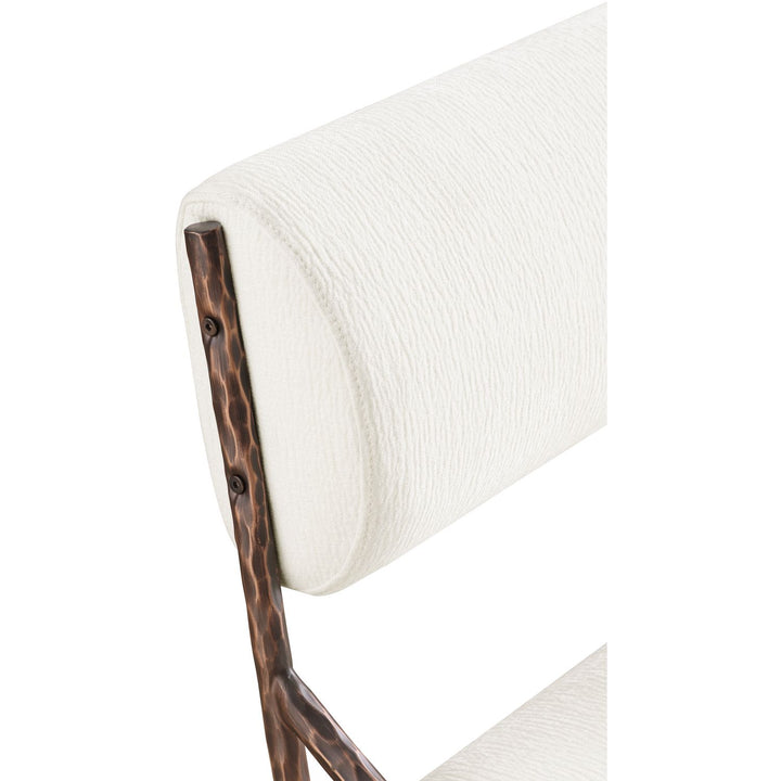 Bastille Chenille Fabric Upholstered Dining Side Chair — Cream / Brushed Bronze