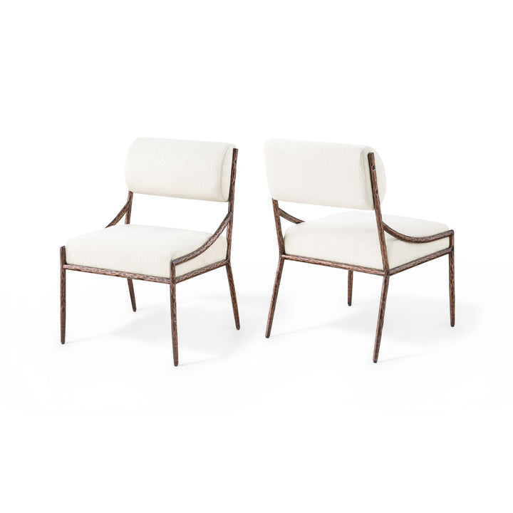 Bastille Cream Chenille Fabric Upholstered Dining Side Chair