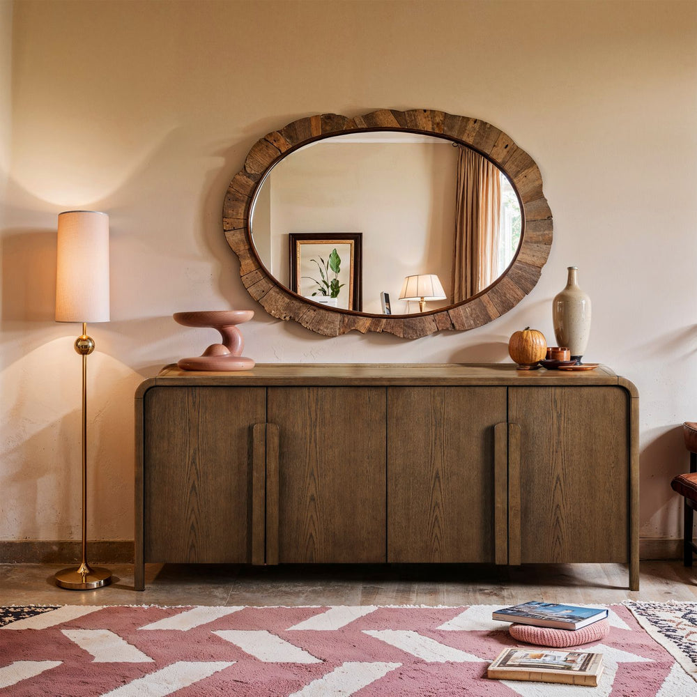 Harmony Brown Oak Veneer And Solid Wood Sideboard/Buffet