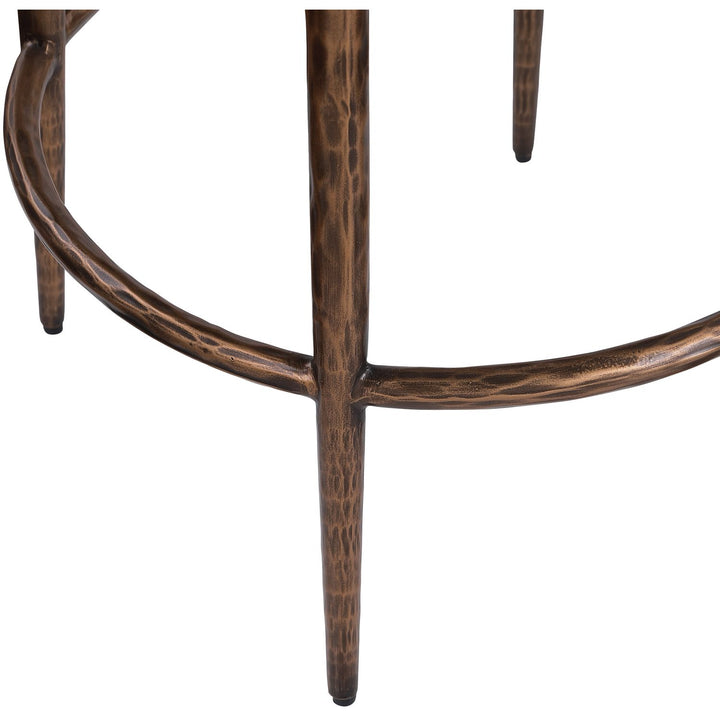 Ferro Performance Fabric Upholstered Bar Stool — White / Antique Bronze