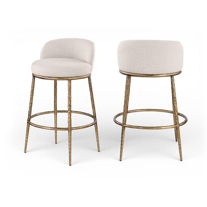 Ferro Beige Performance Fabric Upholstered Bar Stool
